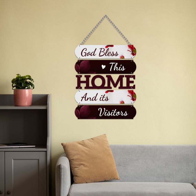 Wooden God Bless This Home And Its Visitors Wall Hanging For Home Decoration  Positive Vibes Decor  Home Decor Items For Living Room Wall Art